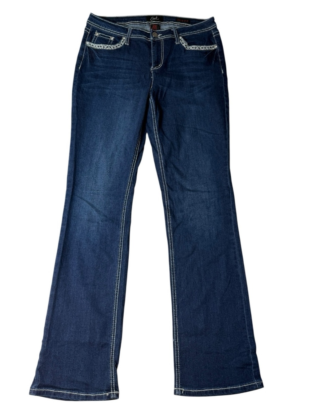 Earl Jeans Size 12 Bootcut Rhinestone Cross Dark Wash Jeans
